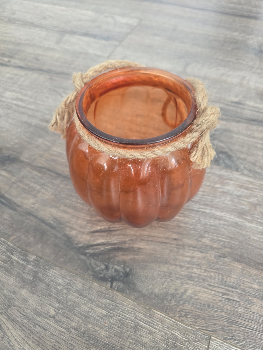Glass Pumpkin Vase with Fibre Handle
